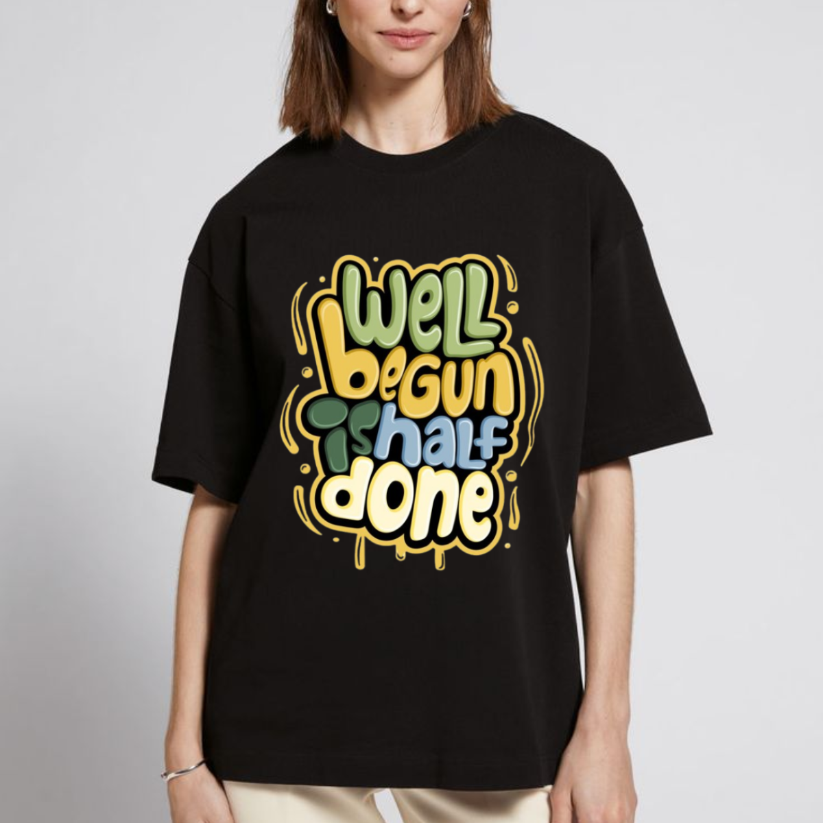 Women Well Begun Graphic Print Oversize T-shirt