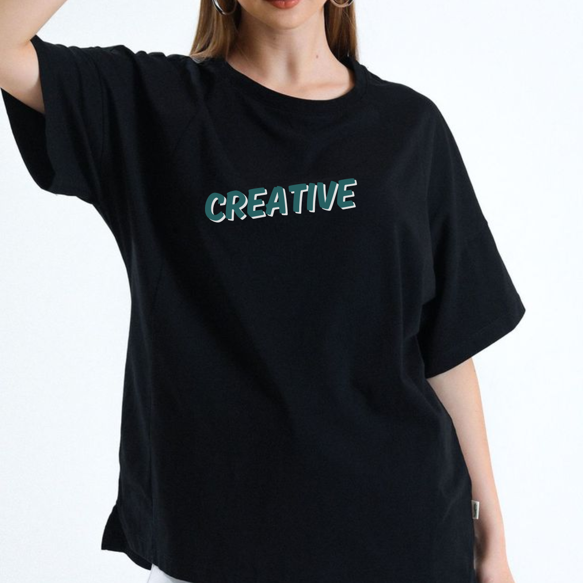 Women Creative Graphic Print Oversize T-shirt