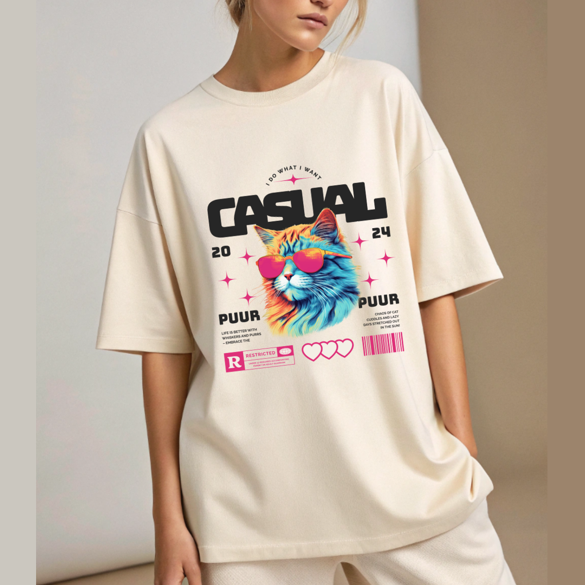 Women Casual Graphic Print Oversize T-shirt