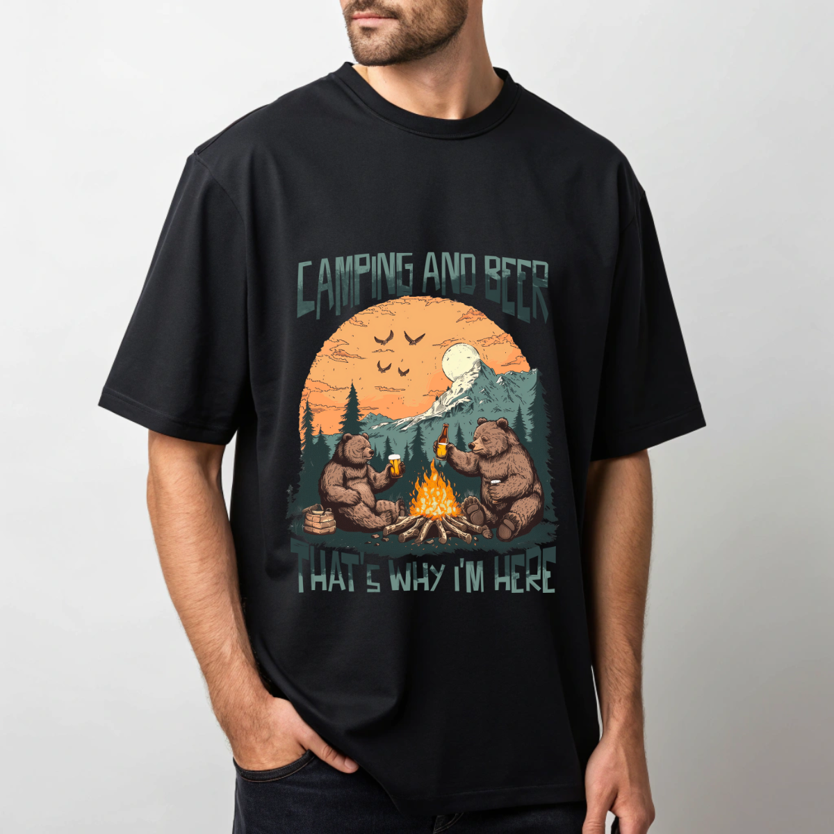 Men Bear Graphic Printed Oversize T-shirt