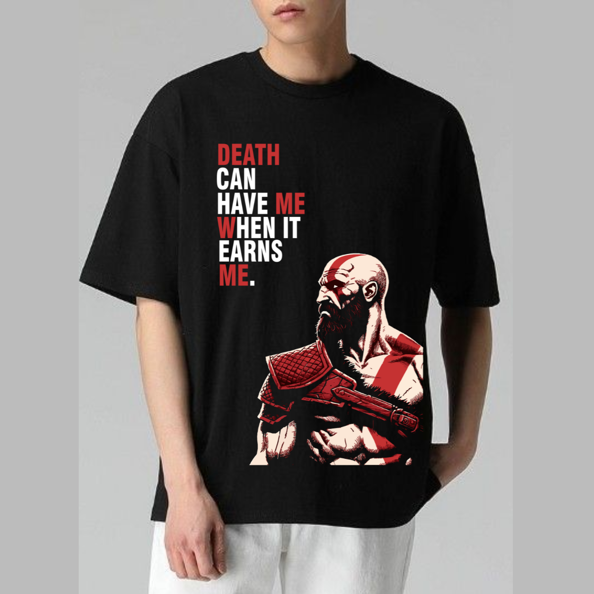 Men Kratos Graphic Printed Oversize T-shirt